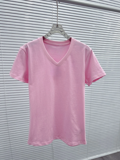 Women's new embroidered short-sleeved casual slim T-shirt