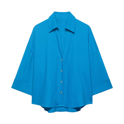 Women's casual lapel button up shirt
