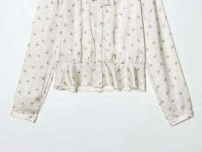 Women's bow decoration printed shirt
