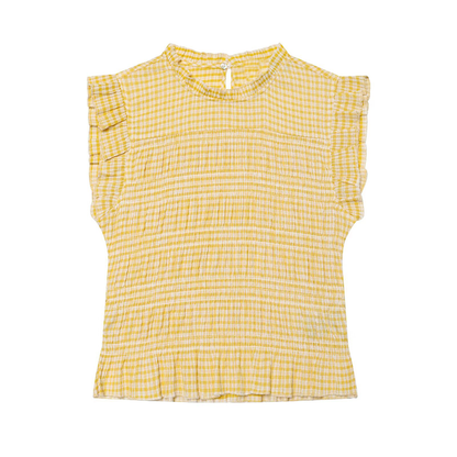 Women's short honeycomb plaid top