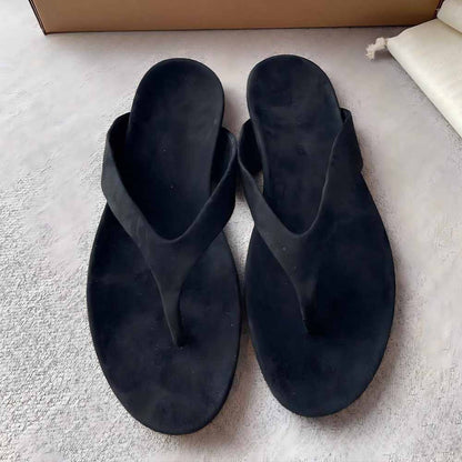 Women's new suede slippers with flat bottom and soft bottom have a shoe box
