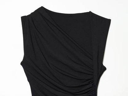 Women's pleated decorative elastic slim MIDI dress