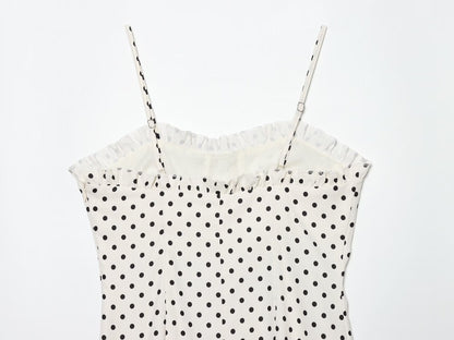 Women's tight corset style polka dot MIDI dress