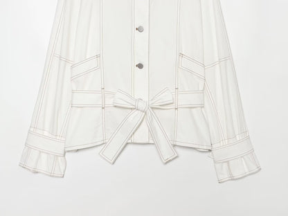 Women's contrasting bright line stand collar Coat