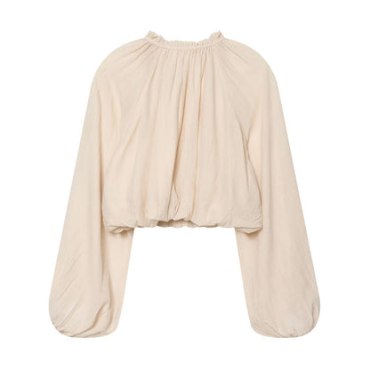 suit Women's 2 pieces bow decoration lantern sleeve top+Skirts