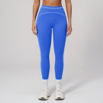 2026 women's new contrast sanding yoga pants high waist tight pants