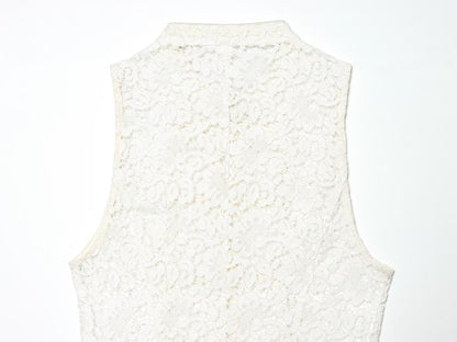 Women's rope knot decorative embossed lace top