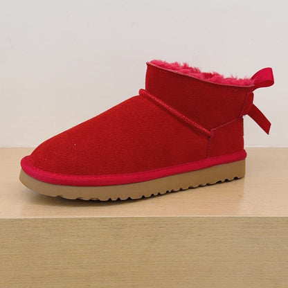 Women's new Joker Ribbon Bow Design Short Snow Boots