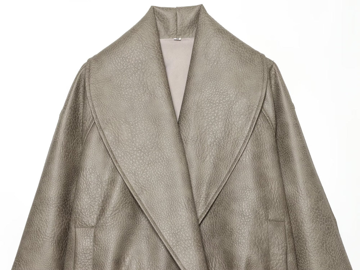 Women's leather effect casual jacket Coat