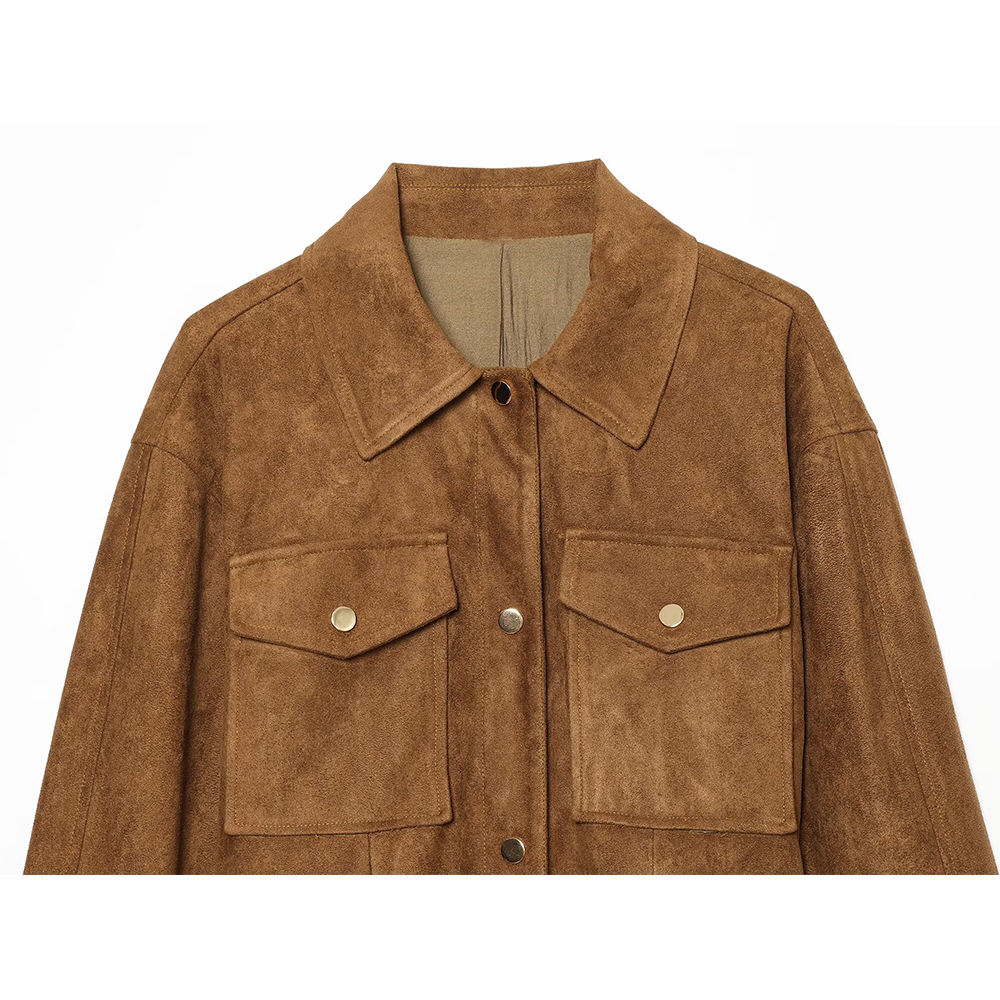 Women's with belt suede texture jacket Coat