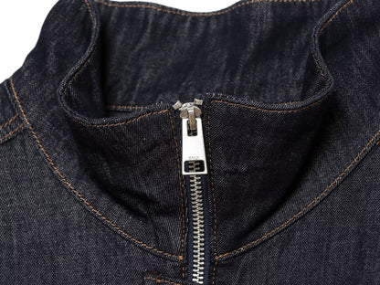 Women's waist belt decoration stand collar denim Coat