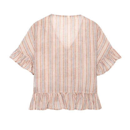 suit Women's 2 pieces striped layered decorative shirt+shorts