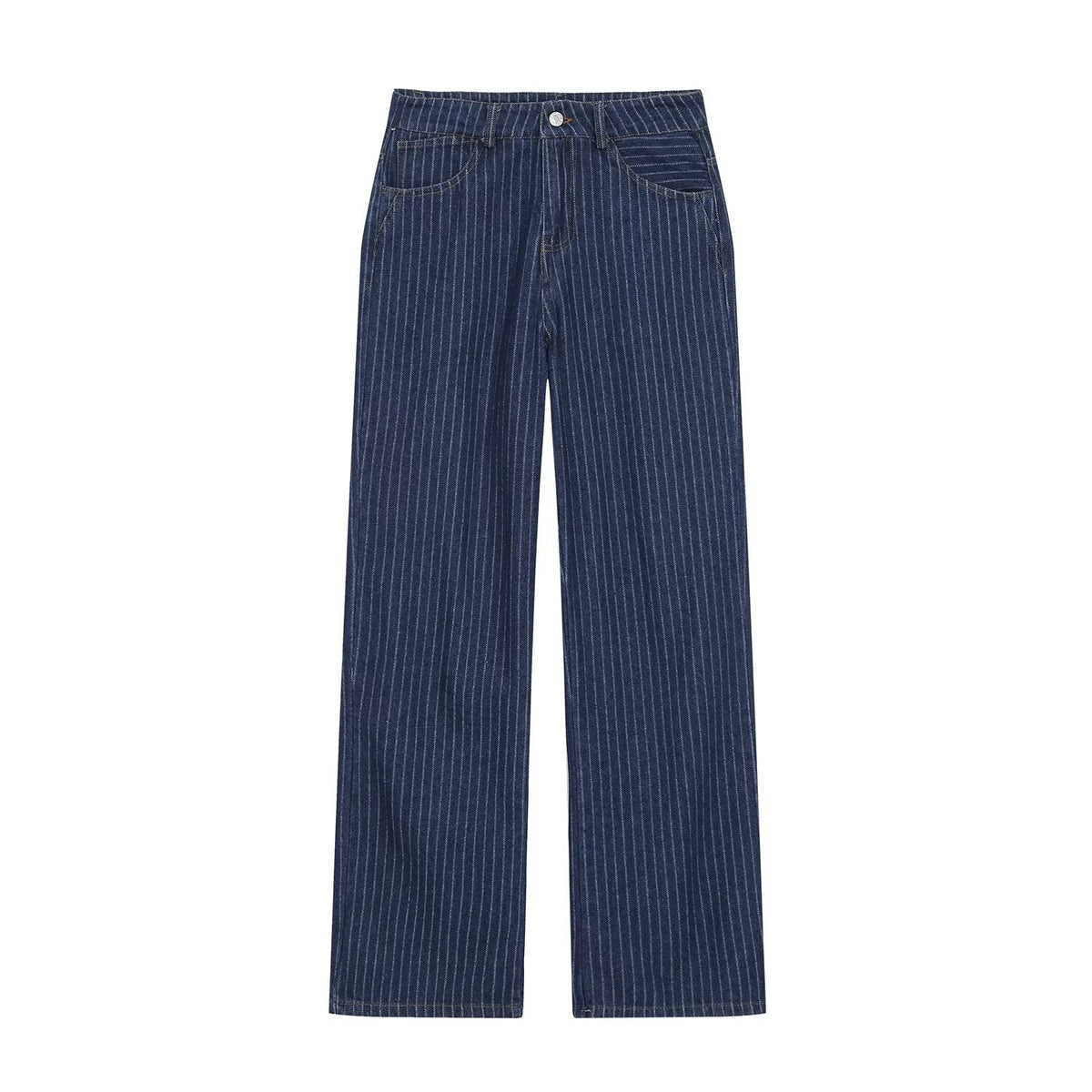 suit Women's 2 pieces short denim striped Coat+straight low rise jeans