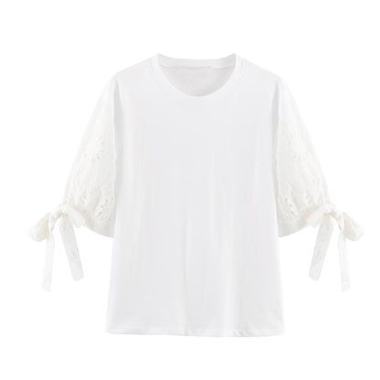 Women's Round-Neck Embroidered T-Shirt