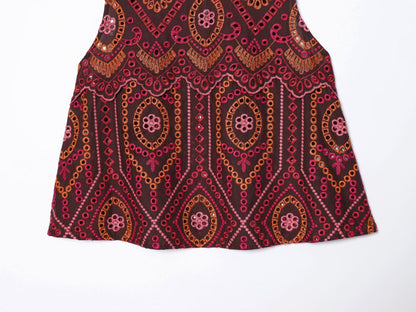 suit Women's 2 pieces hollowed out embroidered O-Neck top+Skirts