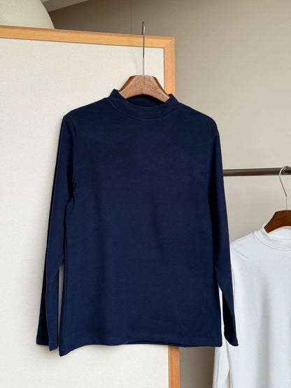 Men's new casual semi-high collar double-faced velvet bottoming shirt