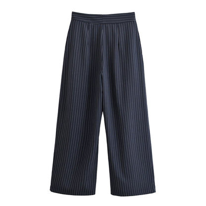 Women's casual striped wide leg pants