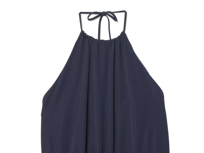 Women's backless draped halter neck dress