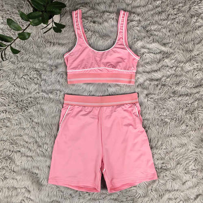 Women's new high-elastic, high-waist hip-lifting shorts vest fitness suit