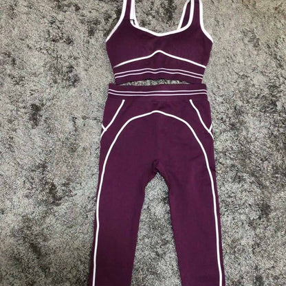 Women's new fashion high elastic speed dry bra pants yoga suit