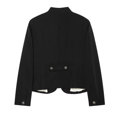 Women's with shoulder pads slim stand collar Coat