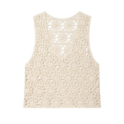 Women's casual hollow knitted vest