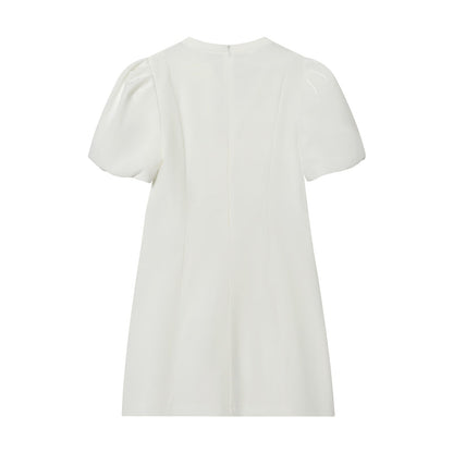 Women's O-Neck bubble sleeve mini dress