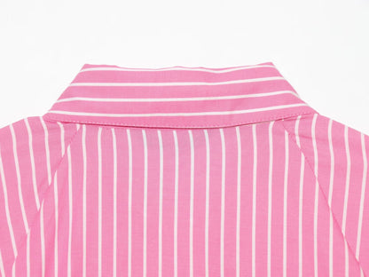 Women's casual striped poplin shirt