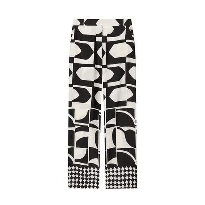 suit Women's 2 pieces geometric printed shoulder pad top+Pants