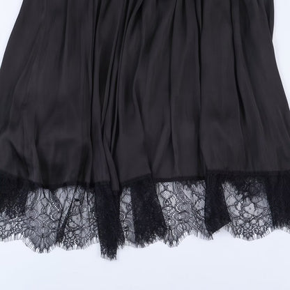Women's satin textured hanging neck collar dress