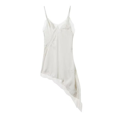 Women's asymmetric lace suspender dress