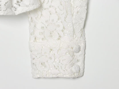 Women's lace O Neck double breasted Coat
