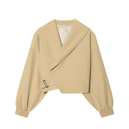 Women's buckle decoration casual short jacket