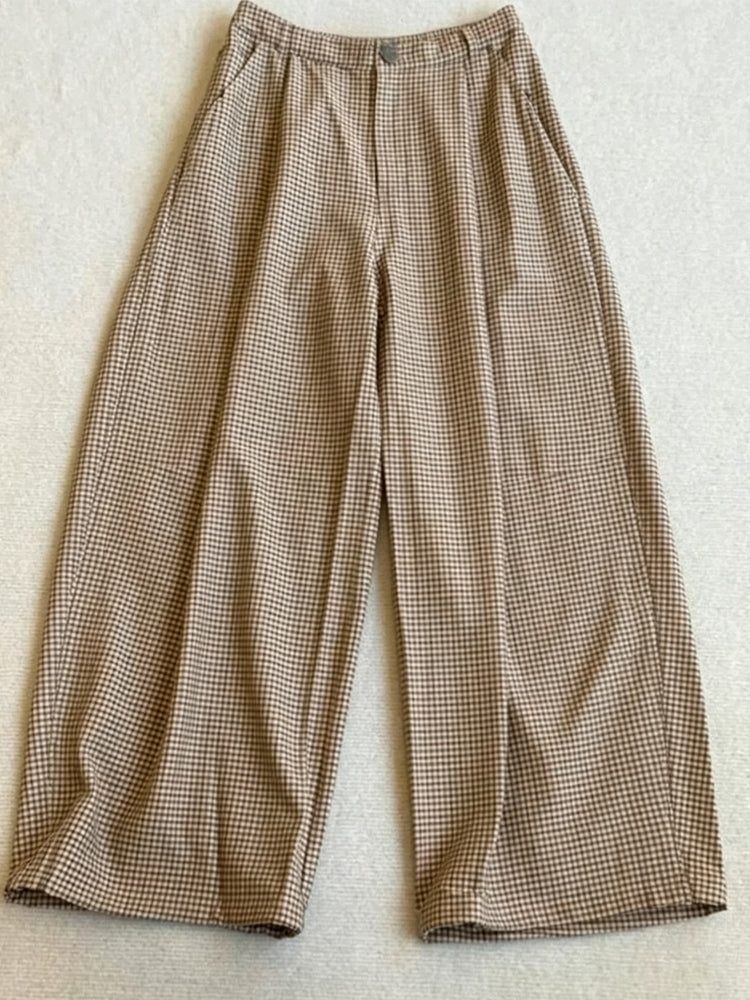 Women's new retro plaid striped casual jacket jacket jacket wide-leg sports casual pants