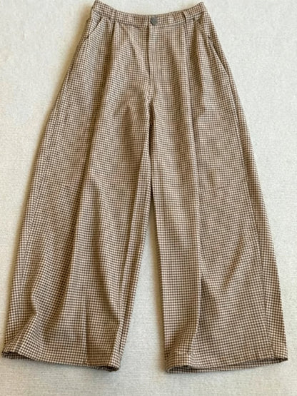 Women's new retro plaid striped casual jacket jacket jacket wide-leg sports casual pants
