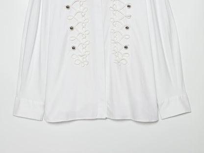 Women's rope knot buckle decoration poplin shirt