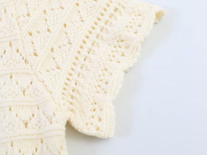 Women's round neck hollow knitted Coat
