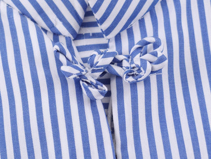 Women's short skirt style hem striped shirt