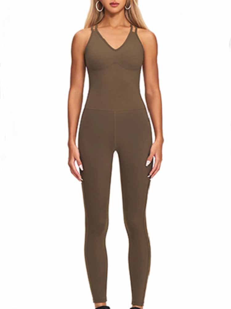 2026 women's new one-piece yoga clothes with chest pads and tight-fitting exercise clothes