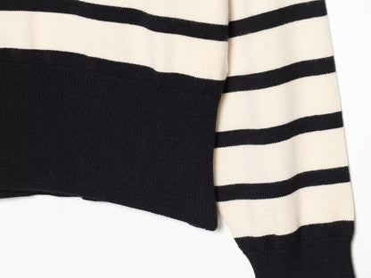Women's soft textured zipper striped knitted sweater