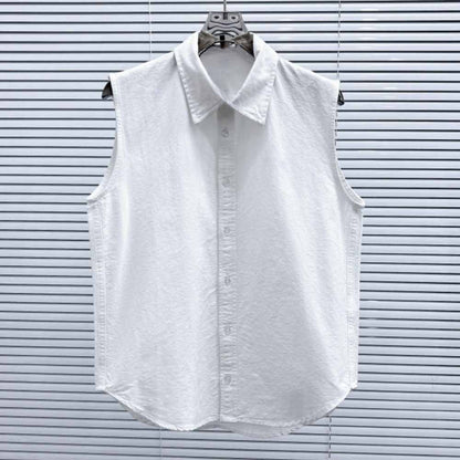 Women's new stylish sleeveless shirt lapel embroidered vest
