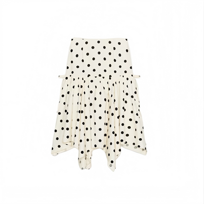 Women's asymmetrical polka dot MIDI skirt