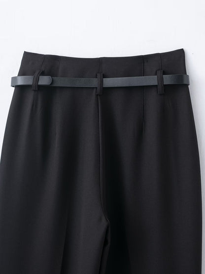 Women's With Belt casual straight high waisted pants