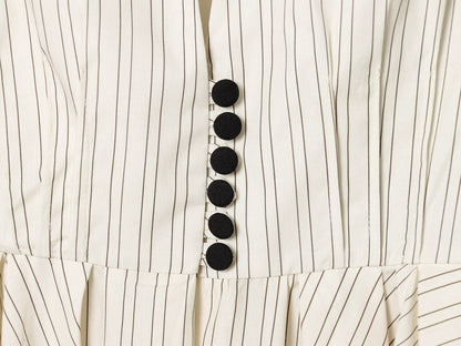 Women's short skirt style hem striped Blazer Coat