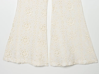 Women's hollowed out embroidered trumpet pants