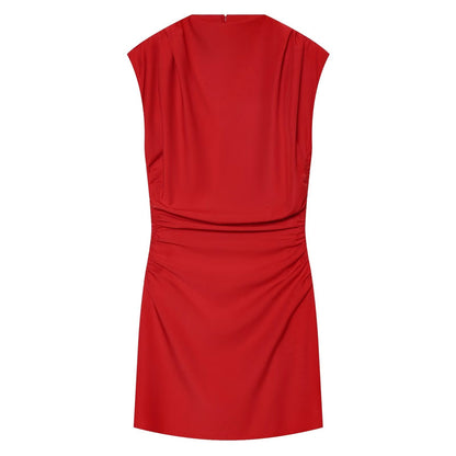 Women's with shoulder pads pleats mini dress