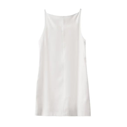 Women's sleeveless linen blend square neck dress