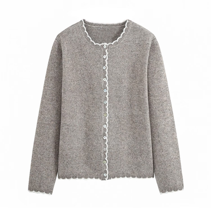 Women's contrasting spliced trimmed knitted Coat