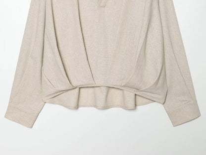 Women's fluffy hem linen blend shirt