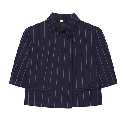 suit Women's 2 pieces linen blend striped jacket+Pants
